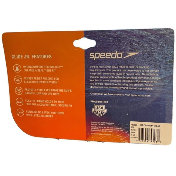 Speedo Swimming JR. Glide Print Baby Blue Pink‎ Goggles Ages Junior 6-14 NEW - Picture 2 of 2